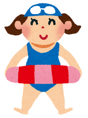浮き輪をしている女の子