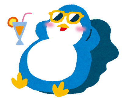 ペンギンが日焼けしているイラスト
