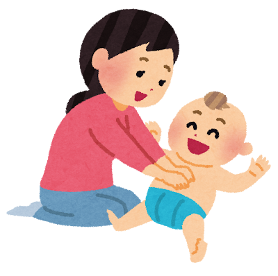 赤ちゃんをあやしているママ
